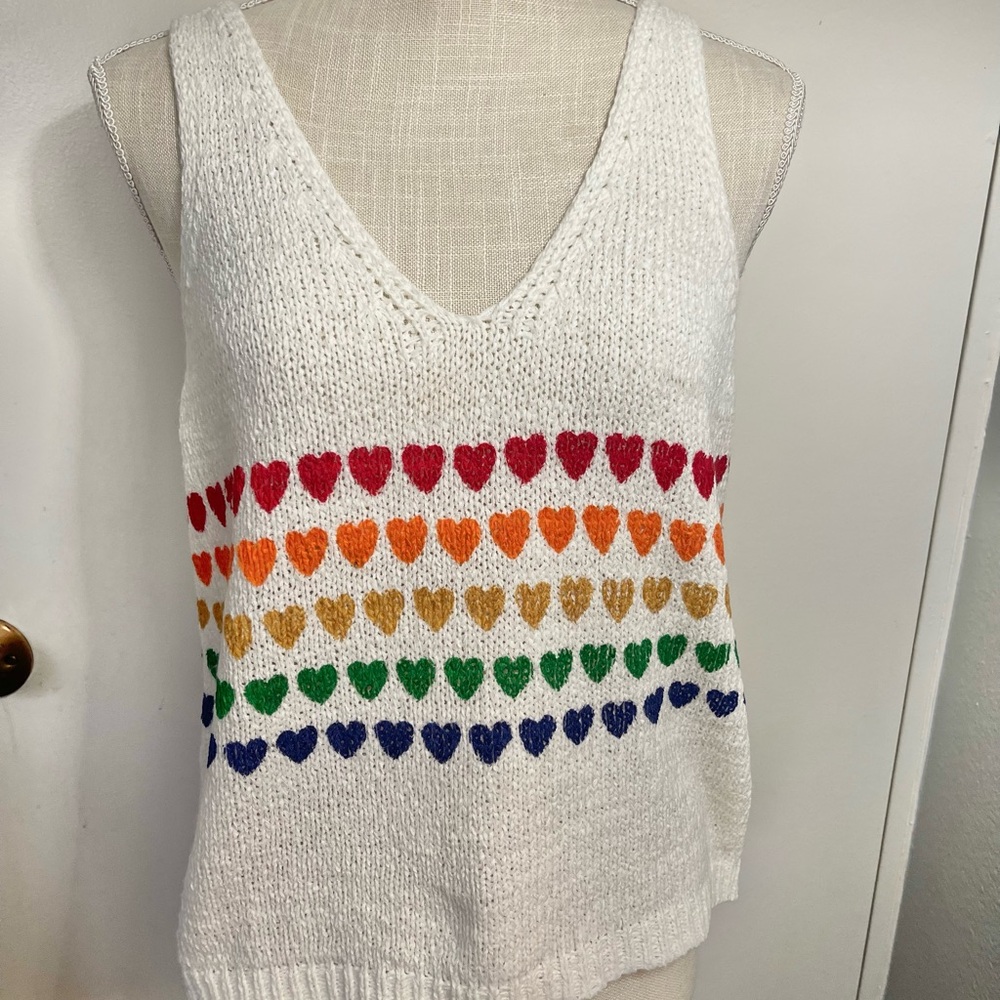 Colorful Heart Knit Tank Top